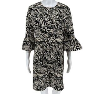 LA DoubleJ Black and Cream Floral Midi Dress